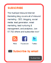 sample email and social subscription sidebar for a website or blog