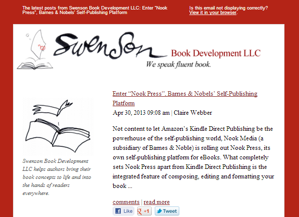 The RSS email update for Swenson Book Development, LLC