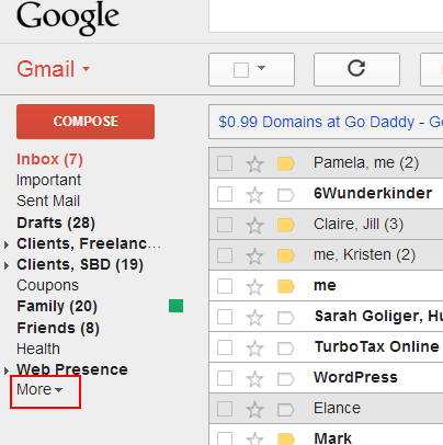 Gmail Archive - Clicking More
